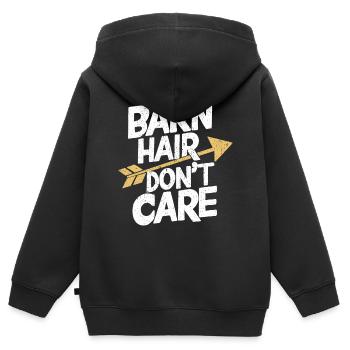 Pour les cavalières et les amoureux des écuries - Sweat Premium à capuche zippé enfant bio - noir - Dos - AI Model Kid Male (0cm)