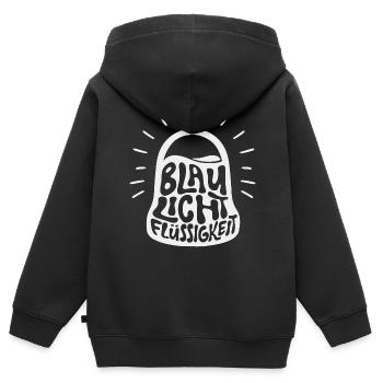 Blaulichtflüssigkeit - Blaulicht Symbol weiß - Kinder Premium Organic Zip Hoodie - Schwarz - Hinten - AI Model Kid Male (0cm)