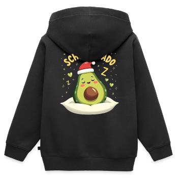 Schlavocado Offiziell Schlafanzug Avocado - Kinder Premium Organic Zip Hoodie - Schwarz - Hinten - AI Model Kid Male (0cm)