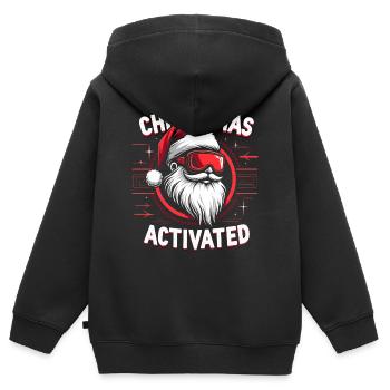 Christmas Mode - Weihnachtsmann mit Skibrille - Kinder Premium Organic Zip Hoodie - Schwarz - Hinten - AI Model Kid Male (0cm)