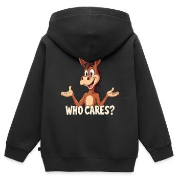 On s’en fout - Sweat Premium à capuche zippé enfant bio - noir - Dos - AI Model Kid Male (0cm)