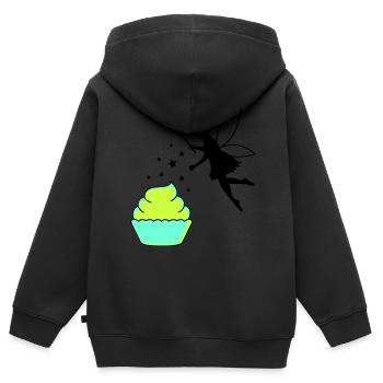Frais d’arriéré - Sweat Premium à capuche zippé enfant bio - noir - Dos - AI Model Kid Male (0cm)