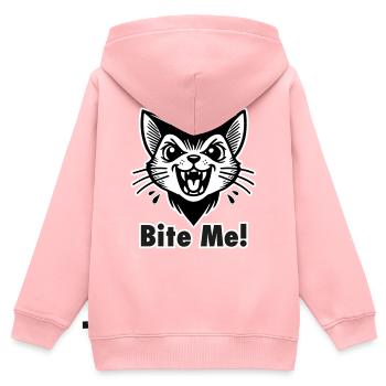 Gothic Vampire Cat - "Bite Me!" Design - Kids Premium Organic Zip-up Hoodie - rose - Back - AI Model Kid Female (0cm)
