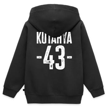 Kütahya 43 – Art et culture de Türkiye - Sweat Premium à capuche zippé enfant bio - noir - Dos - AI Model Kid Male (0cm)