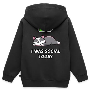 Recharge Mode: I Was Social Today - Kids Premium Organic Zip-up Hoodie - black - Back - AI Model Kid Male (0cm)