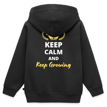 Bewahren Sie Ruhe und wachsen Sie weiter - Kinder Premium Organic Zip Hoodie - Schwarz - Hinten - AI Model Kid Male (0cm)
