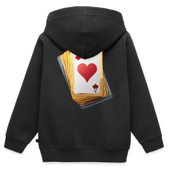 CARDS - Kinder Premium Organic Zip Hoodie - Schwarz - Hinten - AI Model Kid Male (0cm)