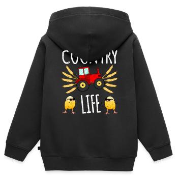 Campagne - Sweat Premium à capuche zippé enfant bio - noir - Dos - AI Model Kid Male (0cm)