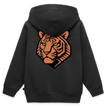 Tigre géométrique - Conception vectorielle - Sweat Premium à capuche zippé enfant bio - noir - Dos - AI Model Kid Male (0cm)