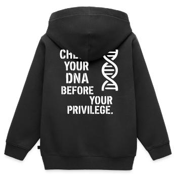 Check your DNA - Kinder Premium Organic Zip Hoodie - Schwarz - Hinten - AI Model Kid Male (0cm)