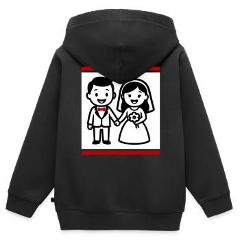 Ehepaar Hochzeit - Kinder Premium Organic Zip Hoodie - Schwarz - Hinten - AI Model Kid Male (0cm)