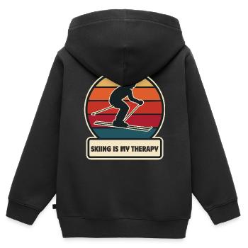 Le ski est ma chemise de thérapie - Sweat Premium à capuche zippé enfant bio - noir - Dos - AI Model Kid Male (0cm)