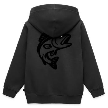 Silhouette de poisson - Sweat Premium à capuche zippé enfant bio - noir - Dos - AI Model Kid Male (0cm)