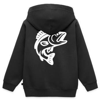 Silhouette de poisson - Sweat Premium à capuche zippé enfant bio - noir - Dos - AI Model Kid Male (0cm)