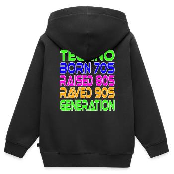 Techno Generation - Kinder Premium Organic Zip Hoodie - Schwarz - Hinten - AI Model Kid Male (0cm)