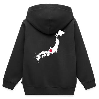Japan - Kinder Premium Organic Zip Hoodie - Schwarz - Hinten - AI Model Kid Male (0cm)