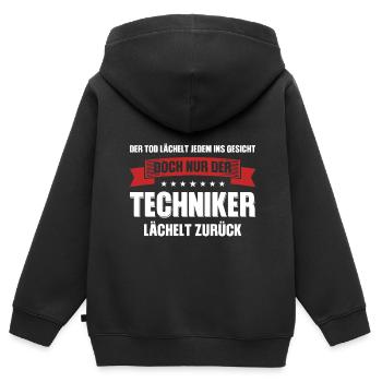 Techniker Beruf Fachmann Technik Geschenk - Kinder Premium Organic Zip Hoodie - Schwarz - Hinten - AI Model Kid Male (0cm)