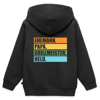 Grillmeister Papa Grillmeister Papa Geschenk - Kinder Premium Organic Zip Hoodie - Schwarz - Hinten - AI Model Kid Male (0cm)