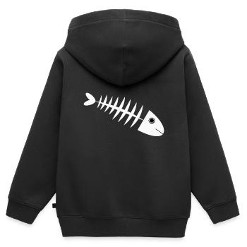 Fischgräte Fisch angeln - Kinder Premium Organic Zip Hoodie - Schwarz - Hinten - AI Model Kid Male (0cm)