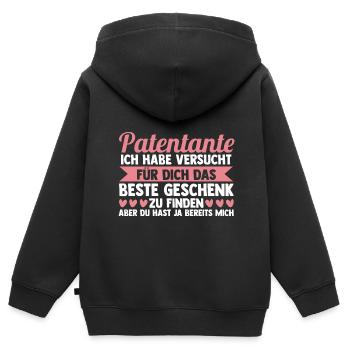 Patentante Familie Taufe Geschenk - Kinder Premium Organic Zip Hoodie - Schwarz - Hinten - AI Model Kid Male (0cm)