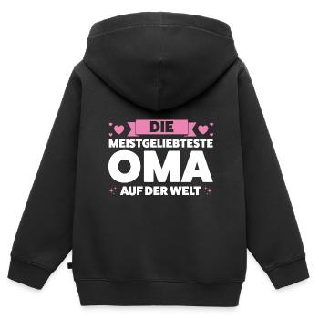 Oma Großmutter Großmütter Geschenk - Kinder Premium Organic Zip Hoodie - Schwarz - Hinten - AI Model Kid Male (0cm)