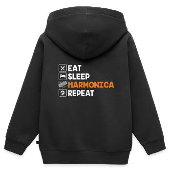 Harmonica Folk Music Folk Festival - Kids Premium Organic Zip-up Hoodie - black - Back - AI Model Kid Male (0cm)