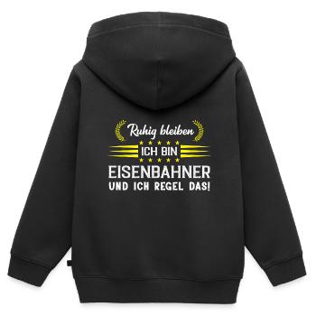 Eisenbahner Eisenbahn Geschenk - Kinder Premium Organic Zip Hoodie - Schwarz - Hinten - AI Model Kid Male (0cm)
