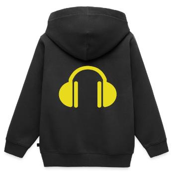 Casque jaune - Sweat Premium à capuche zippé enfant bio - noir - Dos - AI Model Kid Male (0cm)