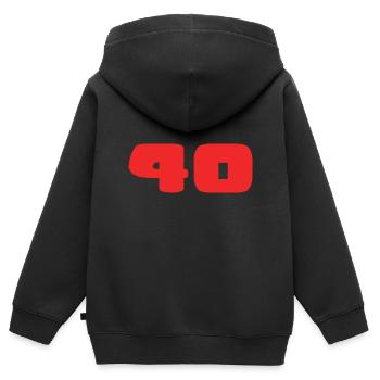 40. 40 JAHRE. 40-JÄHRIGES JUBILÄUM. GEBURTSTAG 40 JAHRE. - Kinder Premium Organic Zip Hoodie - Schwarz - Hinten - AI Model Kid Male (0cm)