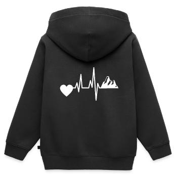 Mountain Hiking Mountaineering Heartbeat Mountains Mountains - Kids Premium Organic Zip-up Hoodie - black - Back - AI Model Kid Male (0cm)