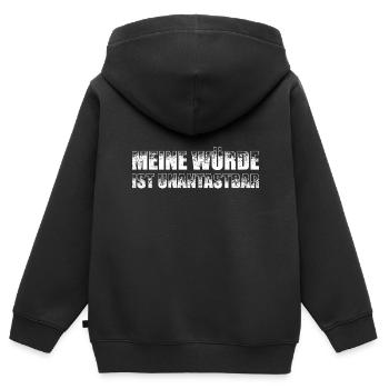 Meine Würde ist unantastbar Freiheit Verteidigen - Kinder Premium Organic Zip Hoodie - Schwarz - Hinten - AI Model Kid Male (0cm)