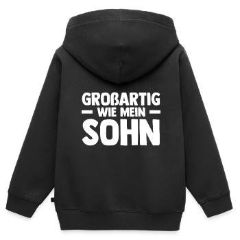 Sohn Familie Söhne Geschenk - Kinder Premium Organic Zip Hoodie - Schwarz - Hinten - AI Model Kid Male (0cm)