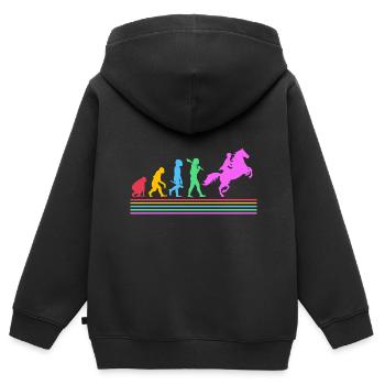 Évolution des courses de chevaux - Sweat Premium à capuche zippé enfant bio - noir - Dos - AI Model Kid Male (0cm)