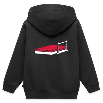 Hochsprung - Kinder Premium Organic Zip Hoodie - Schwarz - Hinten - AI Model Kid Male (0cm)