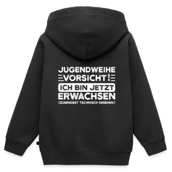 Jugendweihe Jugend Jugendfeier Geschenk - Kinder Premium Organic Zip Hoodie - Schwarz - Hinten - AI Model Kid Male (0cm)