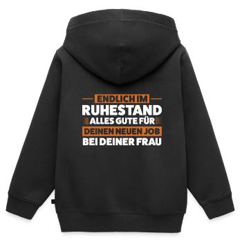 Ruhestand Rente Pension Geschenk - Kinder Premium Organic Zip Hoodie - Schwarz - Hinten - AI Model Kid Male (0cm)