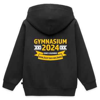 Gymnasium 2024 Schule bestanden Gymnasium Abschlus - Kinder Premium Organic Zip Hoodie - Schwarz - Hinten - AI Model Kid Male (0cm)