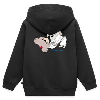 Happy Louis - BJJ - Kids Premium Organic Zip-up Hoodie - black - Back - AI Model Kid Male (0cm)