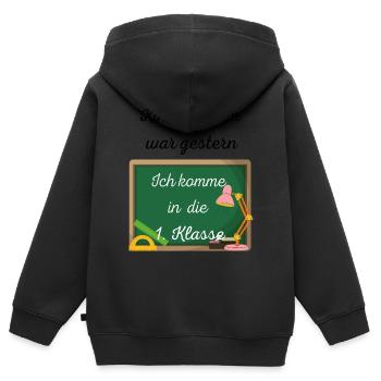 Einschulung Kindergarten war gestern - Kinder Premium Organic Zip Hoodie - Schwarz - Hinten - AI Model Kid Male (0cm)