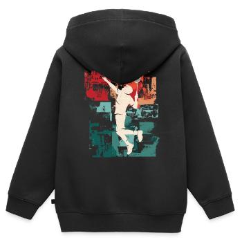 Badminton Spieler Badmintonspieler Federball - Kinder Premium Organic Zip Hoodie - Schwarz - Hinten - AI Model Kid Male (0cm)