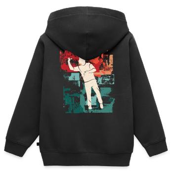 Joueur de fléchettes Joueur de fléchettes vintage - Sweat Premium à capuche zippé enfant bio - noir - Dos - AI Model Kid Male (0cm)