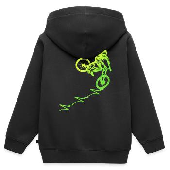 Mountain Bike Pulslinie Fahrrad Mountainbike - Kinder Premium Organic Zip Hoodie - Schwarz - Hinten - AI Model Kid Male (0cm)