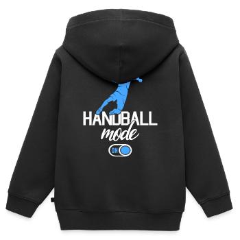 Joueur de handball Handball Joueur de handball Mode Handball - Sweat Premium à capuche zippé enfant bio - noir - Dos - AI Model Kid Male (0cm)