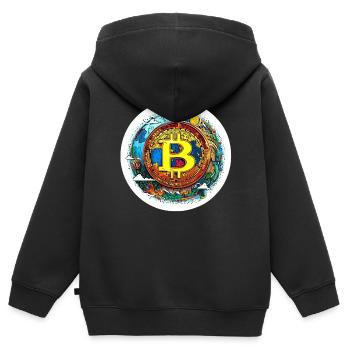 Bitcoin Nature - Kinder Premium Organic Zip Hoodie - Schwarz - Hinten - AI Model Kid Male (0cm)