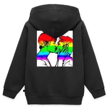 Küssende Männer - Kinder Premium Organic Zip Hoodie - Schwarz - Hinten - AI Model Kid Male (0cm)