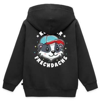 Kleiner Frechdachs cooler Dachs Kinder GeschenkKle - Kinder Premium Organic Zip Hoodie - Schwarz - Hinten - AI Model Kid Male (0cm)