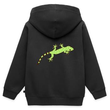 gestreifter Gecko - Kinder Premium Organic Zip Hoodie - Schwarz - Hinten - AI Model Kid Male (0cm)