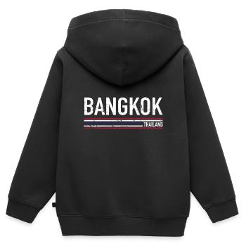 Bangkok - Kinder Premium Organic Zip Hoodie - Schwarz - Hinten - AI Model Kid Male (0cm)