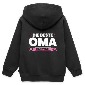 Oma Großmutter Omi Geschenk - Kinder Premium Organic Zip Hoodie - Schwarz - Hinten - AI Model Kid Male (0cm)