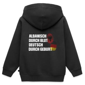 Deutsch Albanisch Deutsch Geschenk - Kinder Premium Organic Zip Hoodie - Schwarz - Hinten - AI Model Kid Male (0cm)